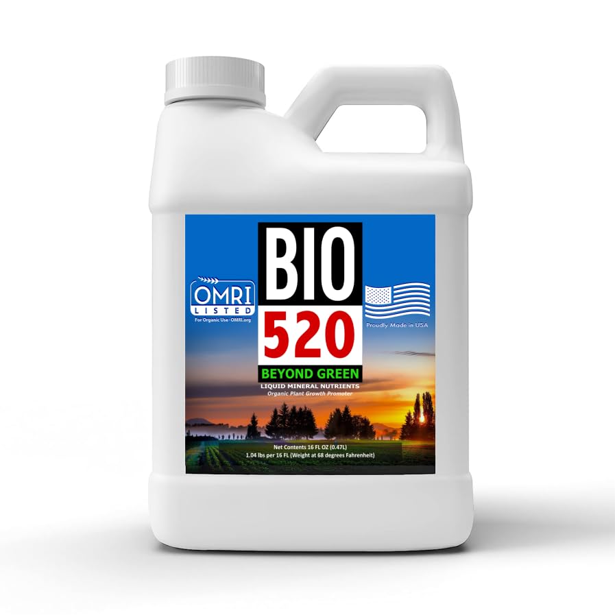 BIO 520 - Organic Liquid Plant Food - Indoor/Outdoor Soil Amendment, 16 Fl Oz Makes 125 Gal, OMRI. Ideal for Hydroponics, Agriculture, Houseplants & Outdoor Gardens, Foliar or Watering Made in the USA
