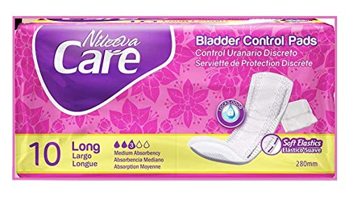 Nileeva Care Bladder Control Incontinence Pads Superior Absorption and Comfort (1 Pack - 10 Long Pads)