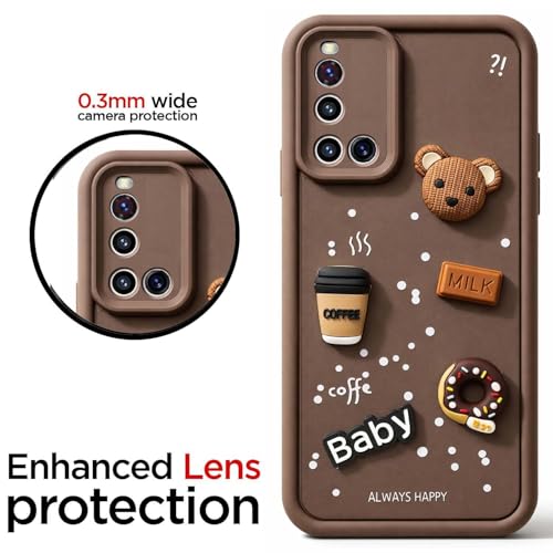 Image of Bintage Case Ball Bear| Donut| Milk Cake| Baby| Coffee Rubber Case Camera Protection Back Cover Compatible for Vivo V19 - Brown