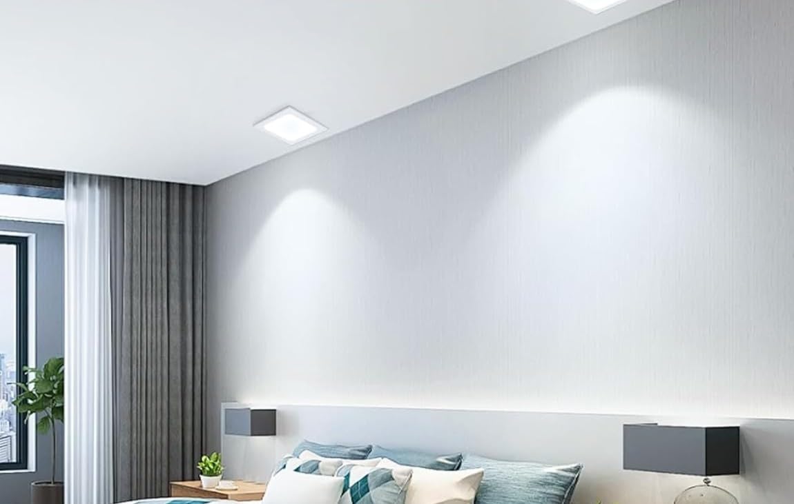 AntDau71 -3 x LED Downlights Recessed Square Cool White Light 6500 K Integrated LED Ultra-thin Ceiling Lights Indoor Lighting Ceiling Lamp Recessed Drywall (18 Watt (22 x 22 cm)) - Image 2