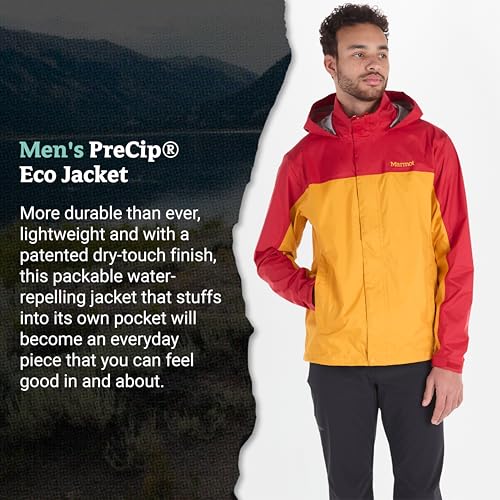 Image of MARMOT Men's Precip Eco Waterproof Rain Jacket - 100% Recycled, Breathable, Lightweight, Packable Raincoat
