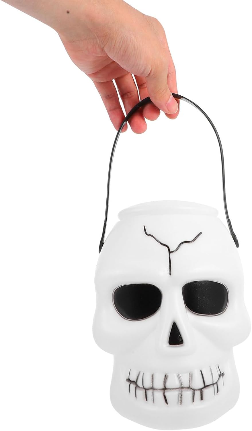 Angoily 5pcs Portable Candy Treat Bucket, Halloween Candy Holder, Trick-or-Treat Bucket, Skull and Pumpkin Design, 7.67 x 5.90 x 5.51 Inch, White, ABS