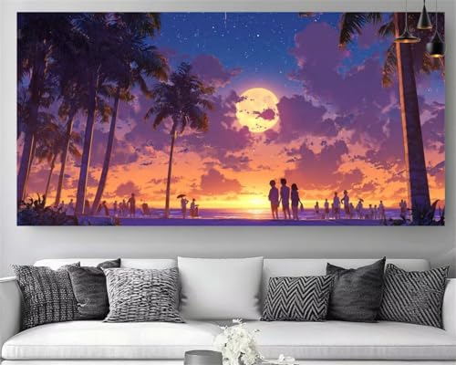 Diamond Painting Adulte XXL 50x150cm Le Paysage Lune DIY 5D