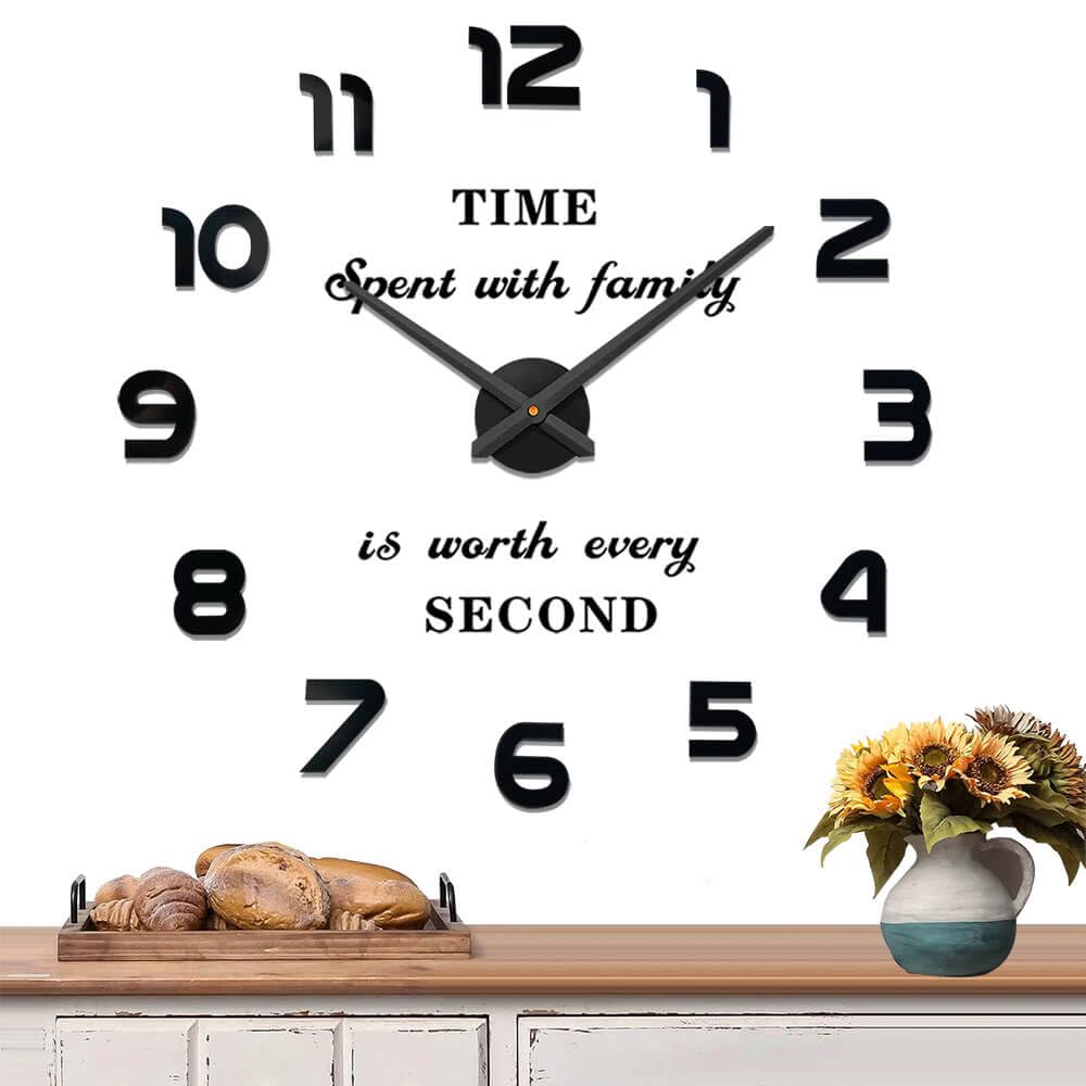 MintimeLarge Wall Clock Battery Operated DIY Wall Clock for Modern Decorative Living Room/Office