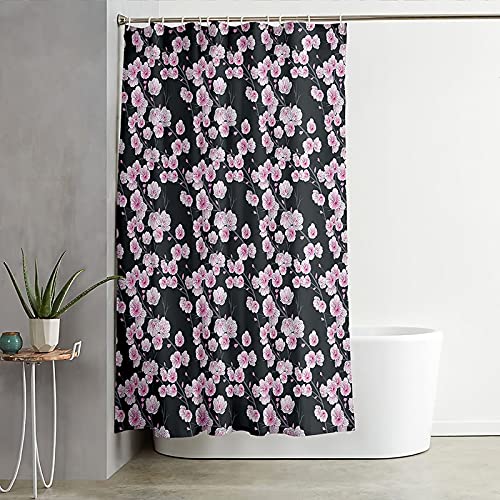 Rideau de douche polyester KnSam 180x200cm lavable imprimé fleurs roses - 3