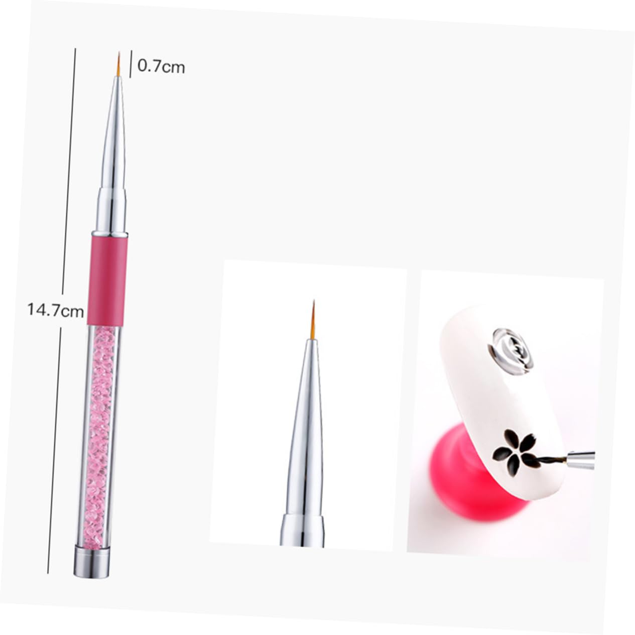 minkissy 3 Set Di Strumenti Per Nail Art Pennello Per Unghie Penna Manico Strass Per Salone Di Casa 5 Pezzi * 3