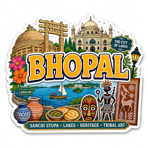 Image of Zesta Wooden Fridge Magnets Set | Refrigerator Decor Magnets for Kitchen | India Souvenir Fridge Magnet Collection | Wooden Magnet for Fridge Door Decoration (Bhopal)