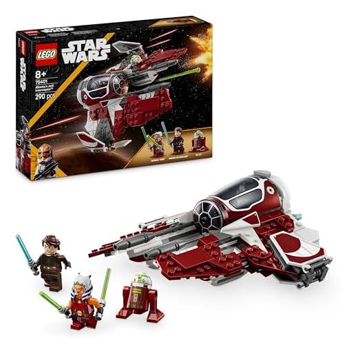 LEGO Star Wars Ahsoka’s Jedi Interceptor Building Toy Features 2 Minifigures with Lightsabers Incl. Anakin Skywalker, plus an R7-A7 Droid Figure for The Clone Wars Fans, 8+ Year Old Boys & Girls 75401