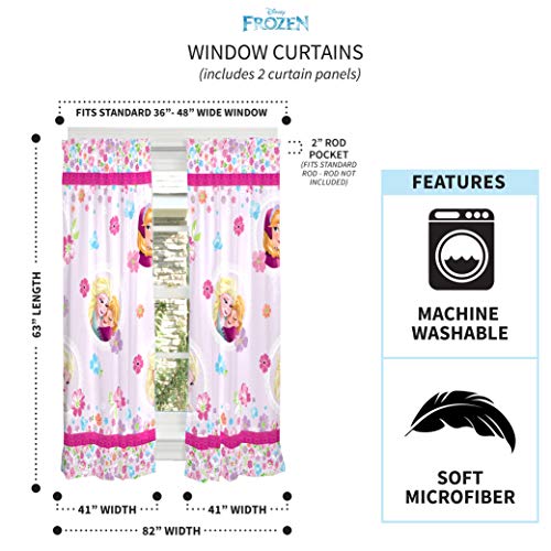 Franco Disney Frozen Kids Window Drapes Set, 82 In X 63 In, Official Disney Product #TOP2