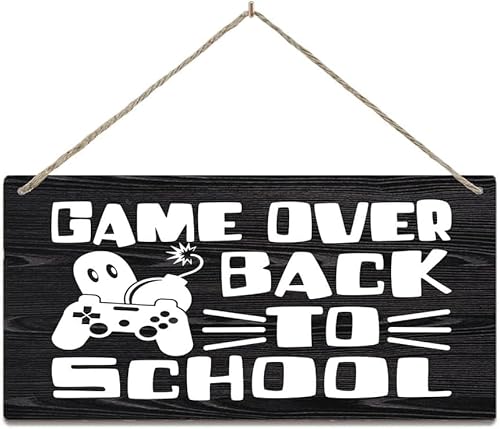 Wall Hanging Plaque Sign Game Over Back To School Svg Gamer First Day Of Wooden Artwork Rustic Home Decor 8X10 Inch