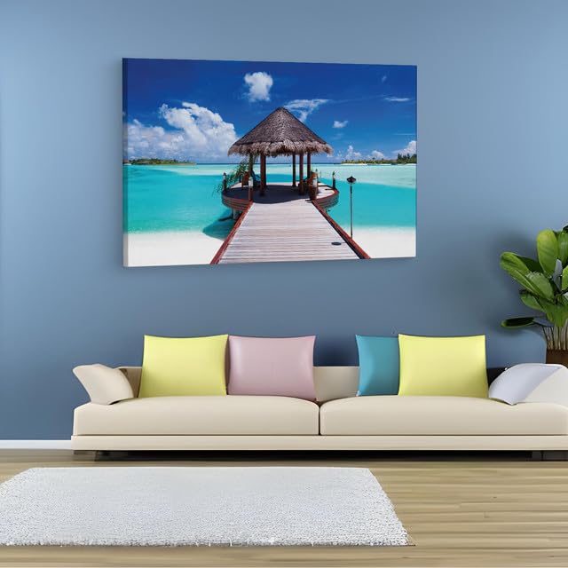 TRUECANVAS Jetty With Amazing Ocean Wall Mural, Wooden Framed Canvas Paintings for Home Decor | Bedroom, Living Room,Wall Decoration | Wall Art Painting, CT0665, Size 16 x 24 in 2