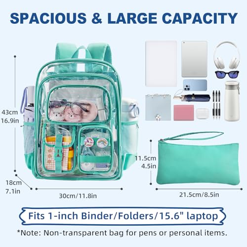 Image of Clear Backpack, Heavy Duty PVC Transparent Backpack with Reinforced Bottom, See Through Multiple Pockets Large Capacity Bookbag for Work Security Travel Festival