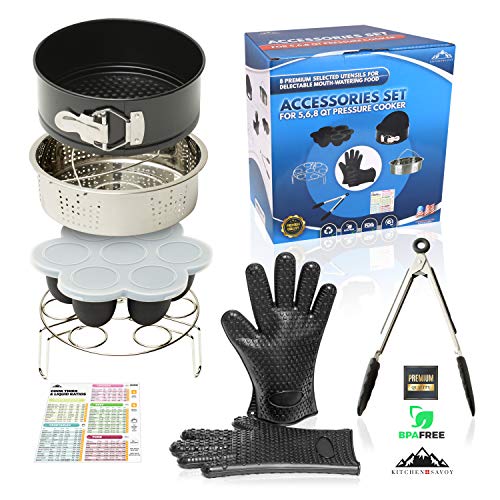 Pressure Cooker Accessories set - Compatible with 568Qt Instant pot Ninja Foodi all Electronic Pressure Cookers-Steamer Basket Springform Pan Silicone Gloves Egg Bites Mold Kitchen Tongs