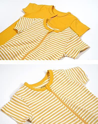 Teach Leanbh Baby Boys Girls 2-Pack Romper Jumpsuits Cotton 2 Way Zipper Short Sleeve Footless Sleep and Play 3-24 Months2
