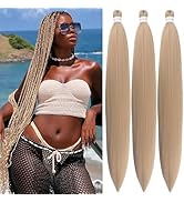 Ash Blonde Braiding Hair Pre Stretched 30 Inch Braiding Hair Extension Long Synthetic Blonde Hair...