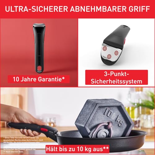 Tefal Ingenio L9863342 - Manico nero, impilabile, 100% sicuro, 10 anni di garanzia - 4
