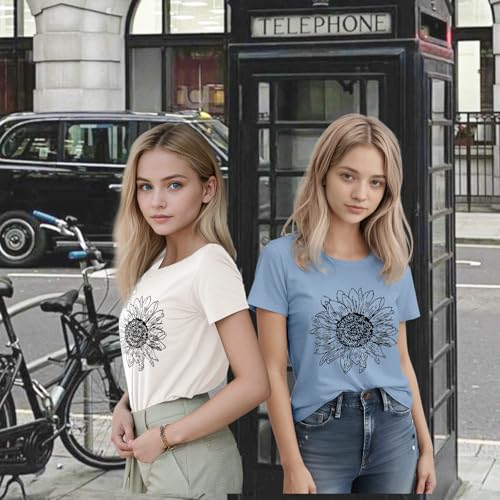 Women's Floral T-Shirts Graphic Loose Tees Sunflower Graphic Summer Short Sleeve Boho Casual Tops