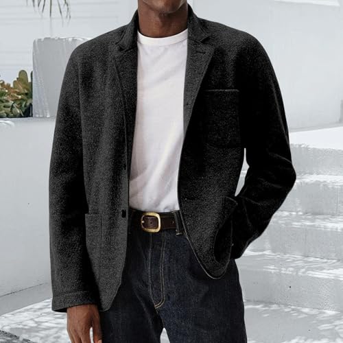 Mens Knit Blazer Jacket Wool Open Front Casual Long Sleeve Lightweight Sport Coats Fashion Solid Color Cardigan Blazer3