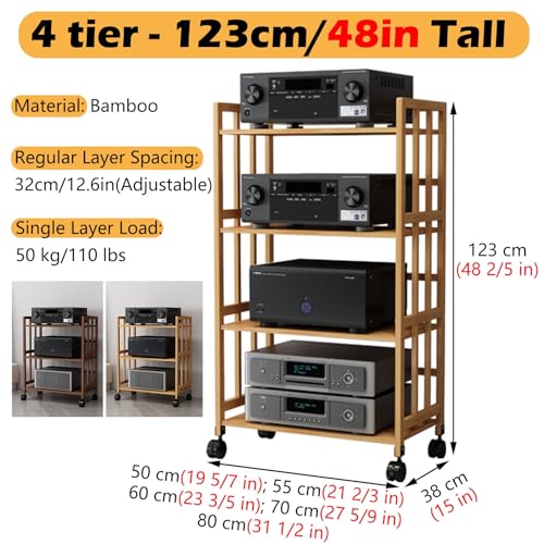 Estante organizador de componentes de entretenimiento HiFi y soporte de madera para medios AV de 60 2