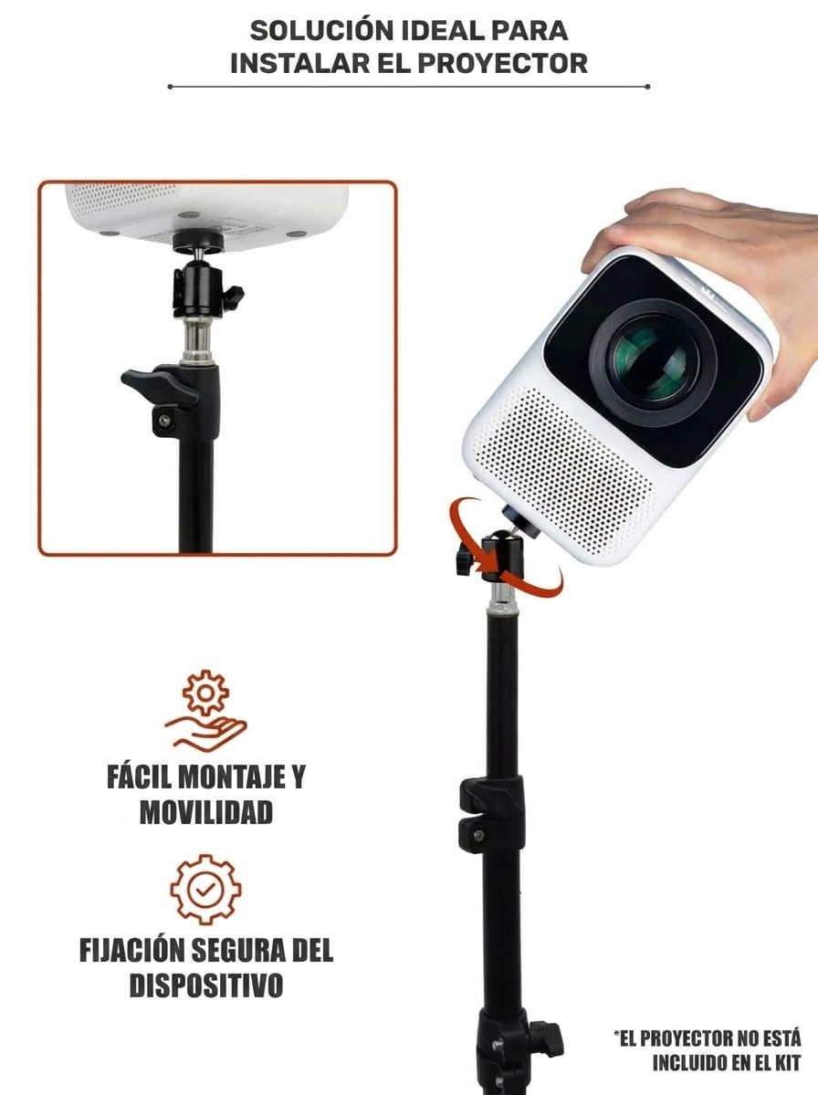 JBH-Pr900 Trípode Universal para Proyector, Altura Regulable hasta 1.9m, Carga Máxima 900g, Soporte Portátil para Mini Proyector y Cámaras con Rosca 1/4"