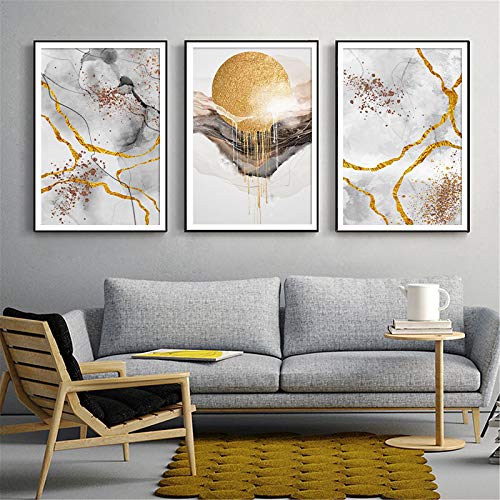 Impression sur toile moderne marbre abstrait nordique et feuille d'or