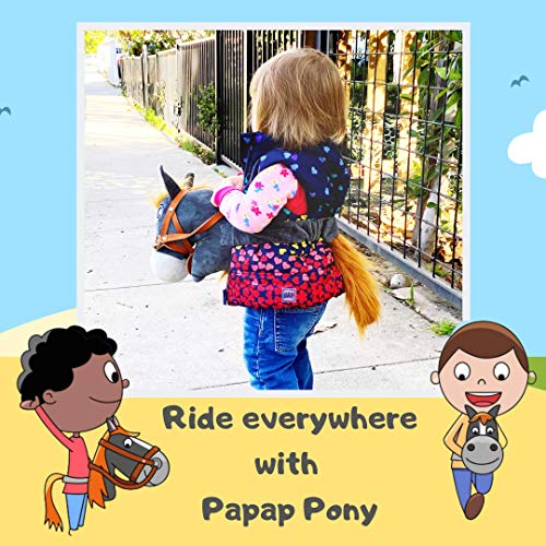 Papap Pony Original Handsfree Hobby Horse and Book: Updated Stick Horse (Children Age 2-5) Hand-Crafted Reading and Riding Toy Gift Set for Toddlers and Preschoolers