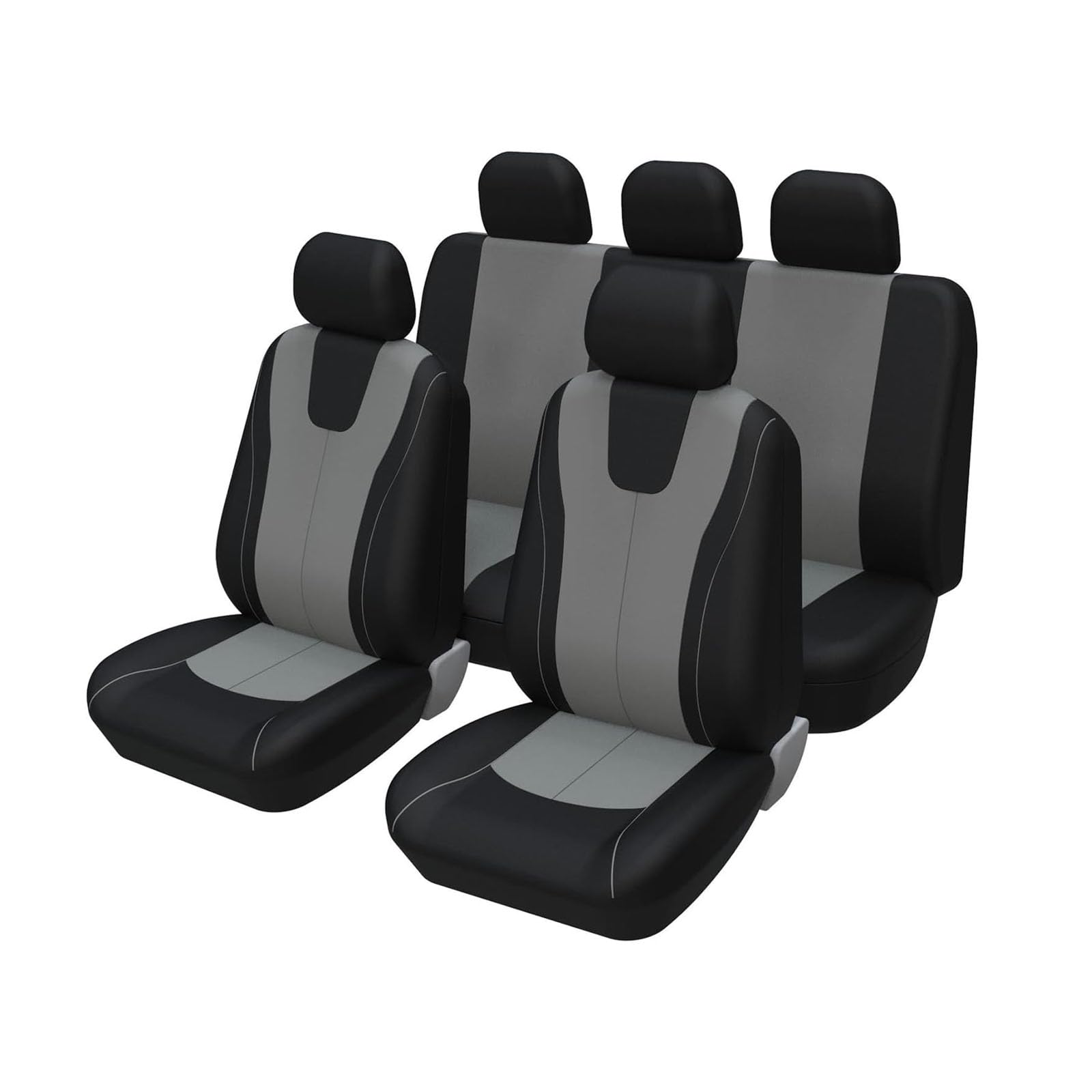 MaKeMoney Voiture Ensembles Housse Siege pour Renault Grand Scenic IV (R9) 2016-2025, Housses De Siège Avant Et Arrière Protecteurs de Siège Accessoire,E/Black Gray