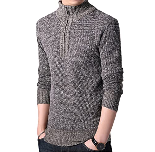 Pull chaud homme col montant hiver vêtement thermique polaire épais taille XXL café
