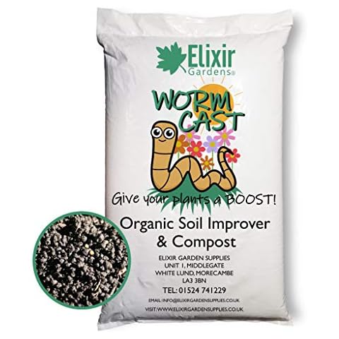 Elixir Gardens | 100% Organic Worm Castings Vermi Compost/Fertiliser/Soil Improver | 2 Litres - 400 Litres Available | 2ltr Bag Cover