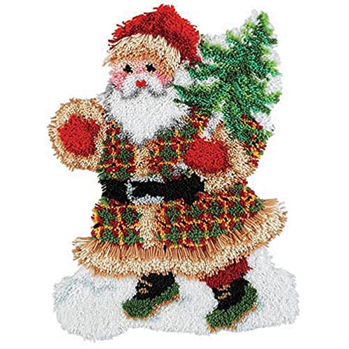 Image of LUBOT 20 inch*15 inch Happy Christmas Santa Latch Hook Kits Rug Making Kits DIY Crafts for Adults /Kids with Printed Canvas Pattern Crochet Kit