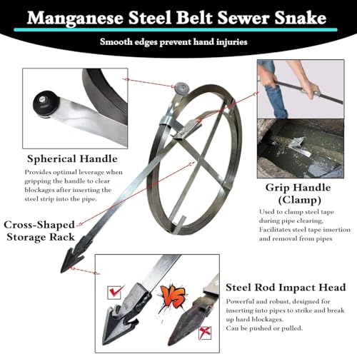 Furet de débouchage manuel de 15m avec manivelle réglable pour canalisation - 6