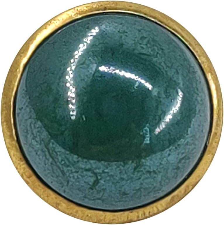 Deep Green Resin Sewing Buttons Brass Metal Base with Shank 30 Pcs - 10mm, 13/32"