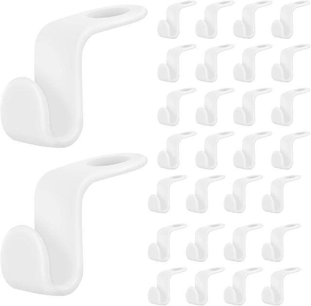 50 Pcs Clothes Hanger Connector Hooks,White Hanger Connector Hook Coat Hanger Connectors Space Saving for Hanger Extender Closet Wardrobe Organiser (White)