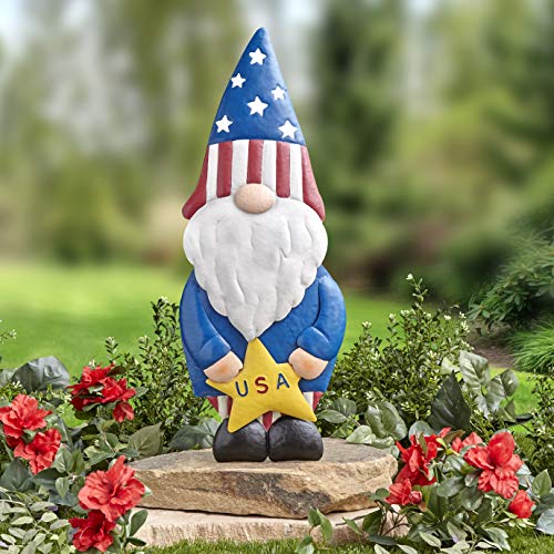 Patriotic Metal Garden Gnome Decoration With Rear Support Stand #TOP2