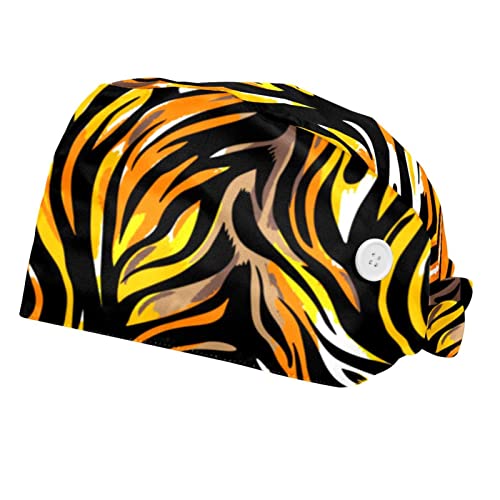 Chapeaux bouffants de travail JDEZ lavables motif tigre pour personnel actif