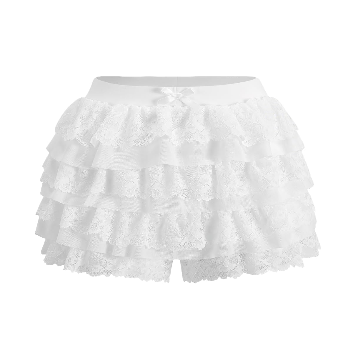 Photo 1 of IQLWI Women's Y2k Ruffle Lace Bloomers Shorts White X-Small