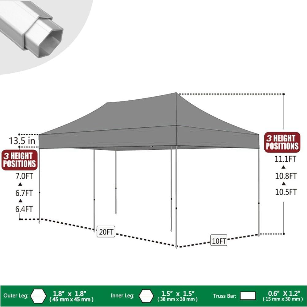 Eurmax USA Pro 10x20 Pop Up Canopy Wedding Party Tent Instant Outdoor Gazebo Pavilion Canopies BBQ Cater Events Aluminum Frame Commercial Grade Bonus Roller Bag (Navy Blue)