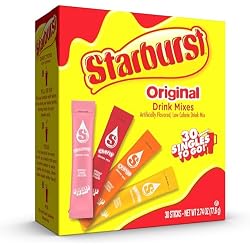 1 of Starburst Singles to Go Variety Pack - Watertok Powdered Drink Mix, 4 Flavors (Strawberry, Cherry, Orange, Lemon), 30 Servings, 1 Box