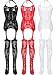 3 Pieces Women's Lace Stockings Lingerie Floral Fishnet Bodysuits Lingerie Nightwear for Romantic Date Wearing (Color Set 1)