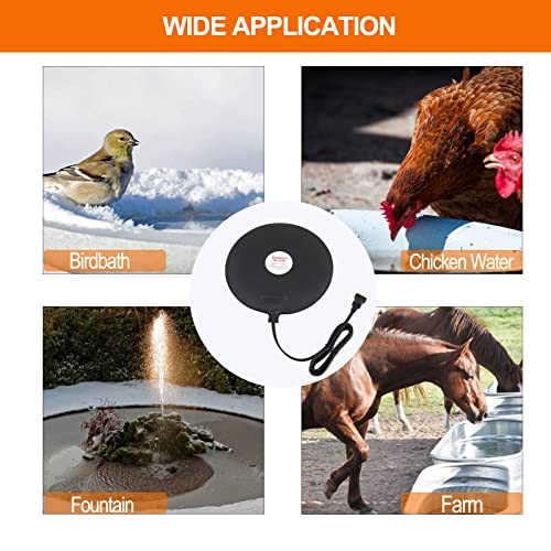 Submersible Bird Bath Heater for Outdoors in Winter, 60w Birdbath Deicer Thermostatic Controller