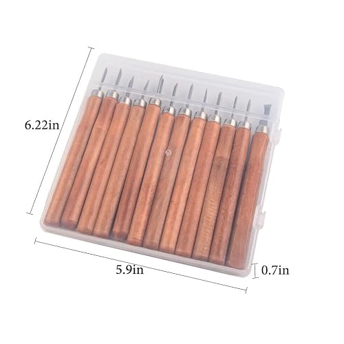 Gdrasuya10 12Pcs Wood Carving Kit - Professional Woodworking Gouges & Chisels - Steel Blades with Wooden Handles - Ideal Gift for Woodworking Enthusiasts