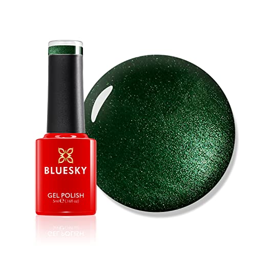 Bluesky Gel Nail Polish, Dark Green Sparkle, Mini, 80541, Green, Turquoise, Long Lasting, Chip Resistant, 5 ml Requires Drying Under UV LED Lamp