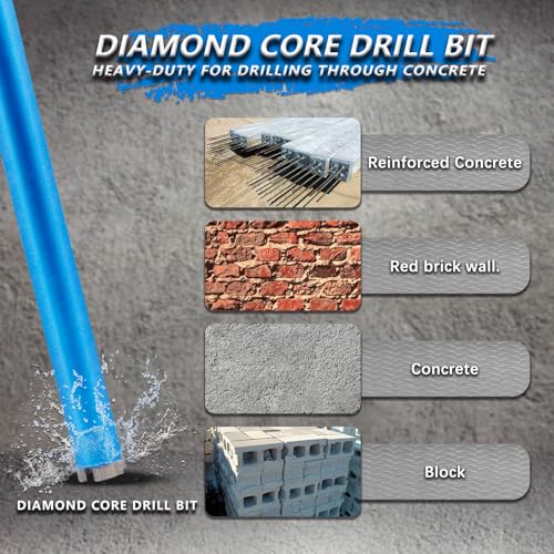 HBKEEN 1-1/4" Wet Diamond Core Drill Bits for Concrete with Rebar, Brick, Block, Masonry, 15" Drilling Depth, 5/8"-11 Thread, Laser-Welded Segments for Construction & DIY Home Renovation by HBKEEN - Image 4