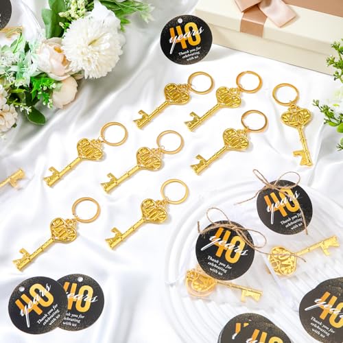 Misdary 50 Sets Birthday Party Favors for Guests Included Bottle Openers Beer Opener Keychains Thank You Tags with Organza Bags and Rope Adult Birthday Party Favor Souvenirs Gift Supplies(40th) by Misdary - Image 4