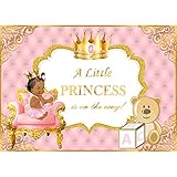SeekPro Pink and Gold Baby Shower Backdrop Black Princess Tufted Baby Shower Background Gold Crown Cute Bear Glitter Baby Shower Decorations Backdrops Party Supplies 7x5ft