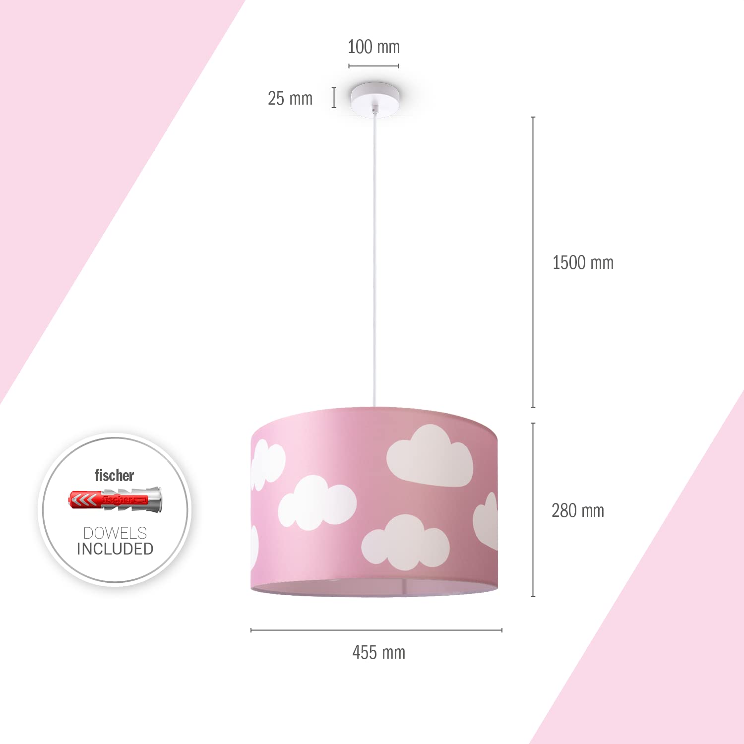 Paco Home Sospensione Cameretta Dei Bambini Baby Paralume Tessuto Rotonda Nuvole Cielo Stelle E27