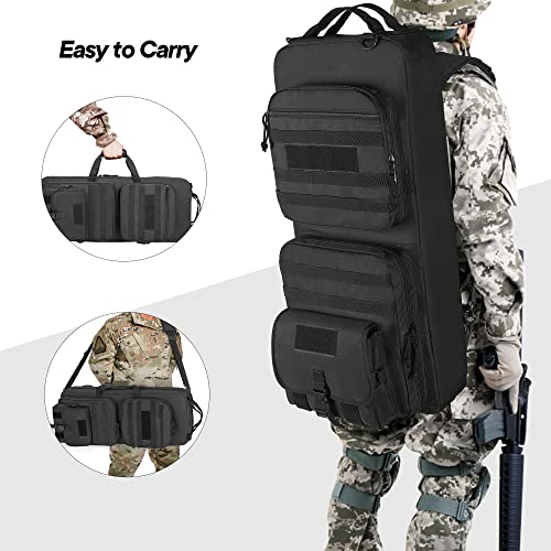 Dsleaf 28” Double Soft Rifle Case, Padded Rifle Backpack With Lockable Zippers And Pockets For Accessory, Tactical Short Barrel Rifle Bag Perfect For Shooting And Hunting #TOP4