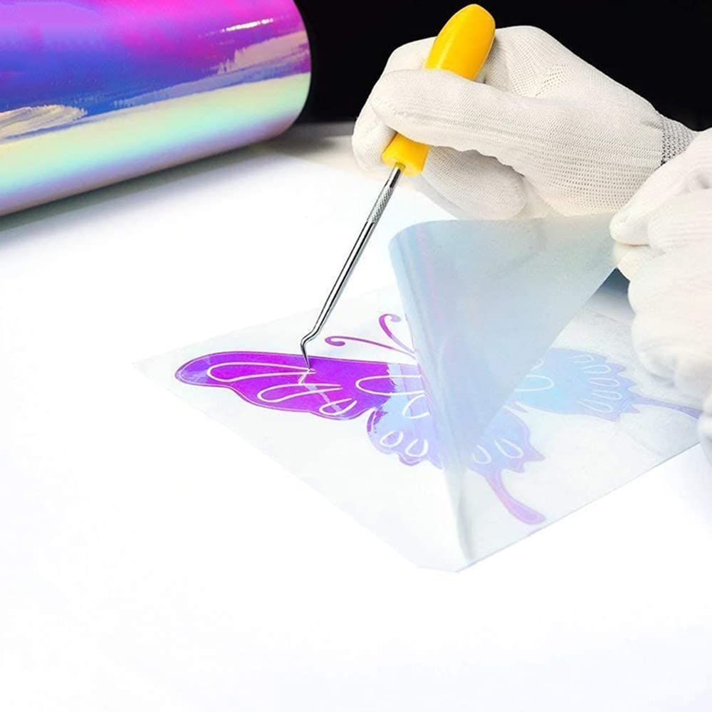 5 Stück Selbstklebende Holografische Vinylfolie Plotter 30 x 25 cm für DIY T-Shirts, Schuhe, Schürzen, Baseballmützen, Hüte