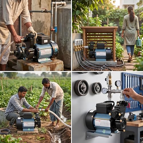 Image of AEGON 0.5 HP Self Priming Water Pump for Home, Garden & Agriculture | Single Phase Monoblock Motor | 25 x 25 mm Pump Size | 2650 RPM | Up to 30 m Head | 6 Months Warranty