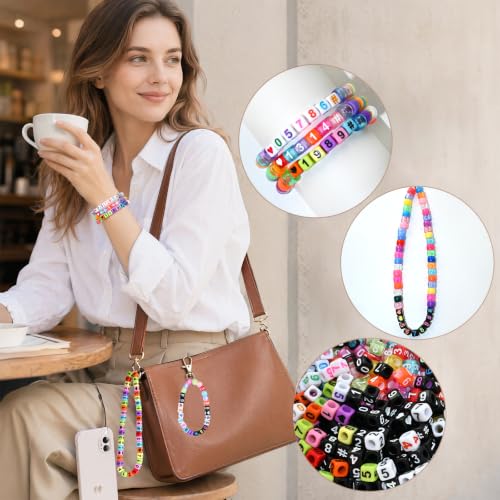 Image of Looconi 600pcs Number Beads 6 Colors Acrylic Square 6x6mm Number Beads Each Color 100pcs